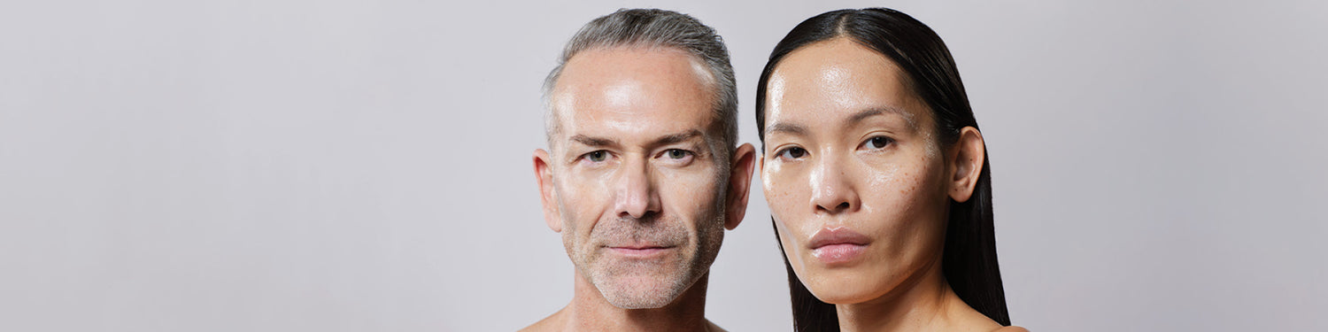 Hunter Lab Face range image, featuring a male and female Hunter Lab skincare user