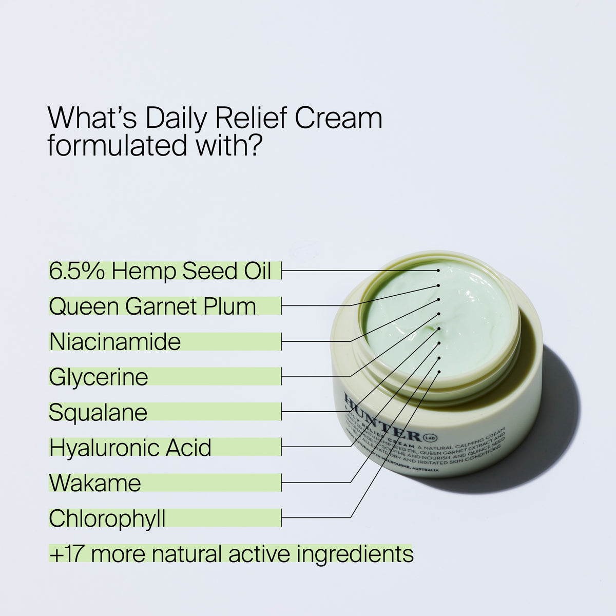 Daily Relief Cream: Hemp Seed, Niacinamide, Queen Garnet | Hunter Lab